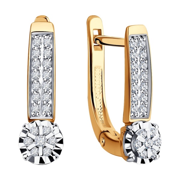 Серьги из красного золота с бриллиантами