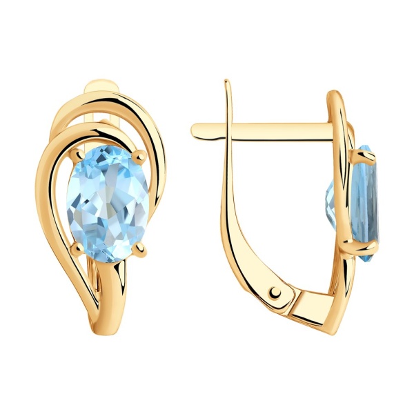 Серьги из красного золота с топазами