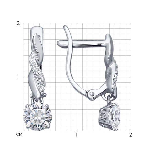 Серьги из белого золота с фианитами