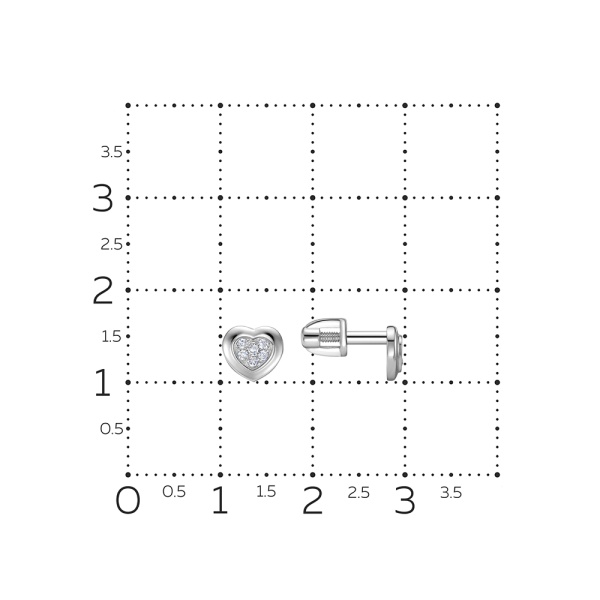 Серьги пусеты из белого золота с бриллиантами