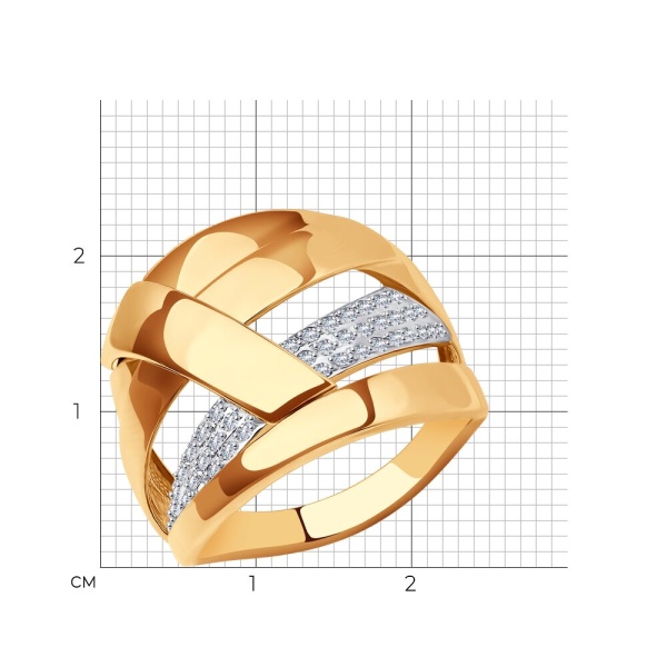 Кольцо из красного золота с фианитами