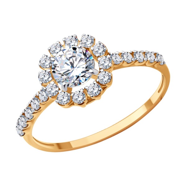 Кольцо из красного золота с фианитами