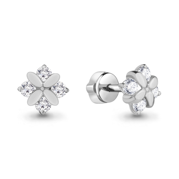 Серьги-пусеты из серебра с фианитами