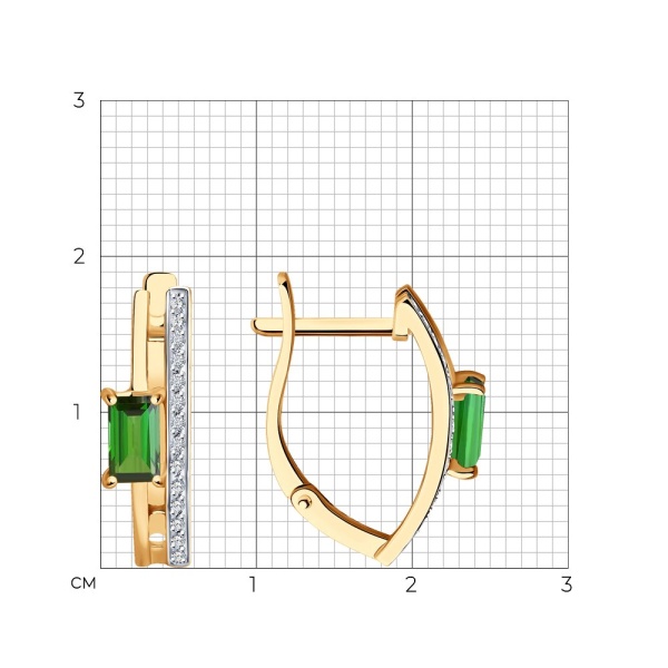 Серьги из красного золота с турмалином и бриллиантами