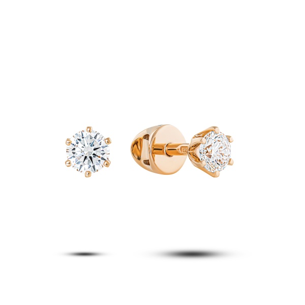 Серьги пусеты из красного золота с бриллиантами