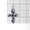 Декоративный крестик из белого золота с сапфиром и топазом