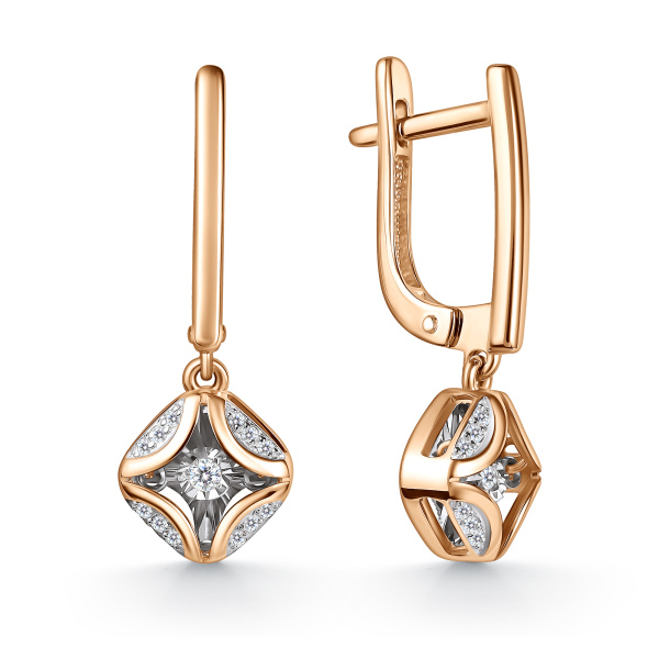 Серьги из красного золота с танцующими бриллиантами