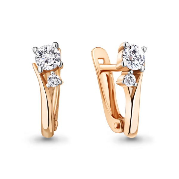 Серьги из красного золота с фианитами