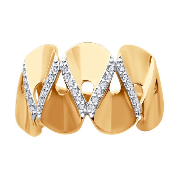 Кольцо из красного золота с фианитами