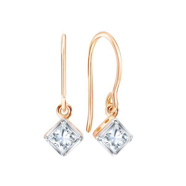 Серьги из красного золота с фианитами