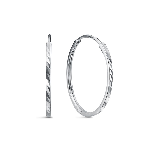 Серьги конго из белого золота с алмазной гранью