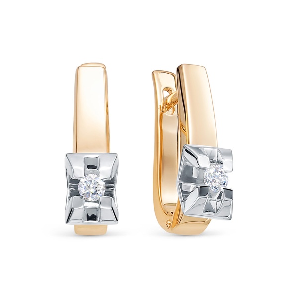 Серьги из красного золота с бриллиантами