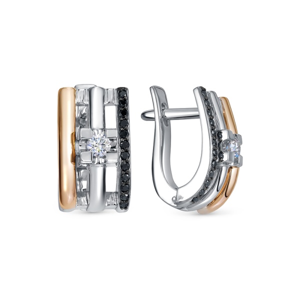 Серьги из комбинированного золота с бриллиантами