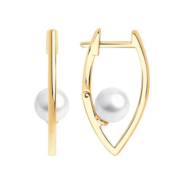 Серьги из красного золота с жемчугом