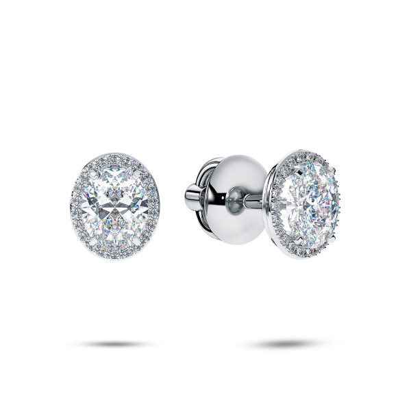 Серьги пусеты из белого золота с бриллиантами