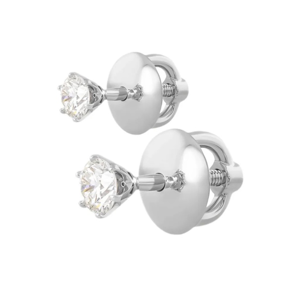 Серьги-пусеты из белого золота с бриллиантами