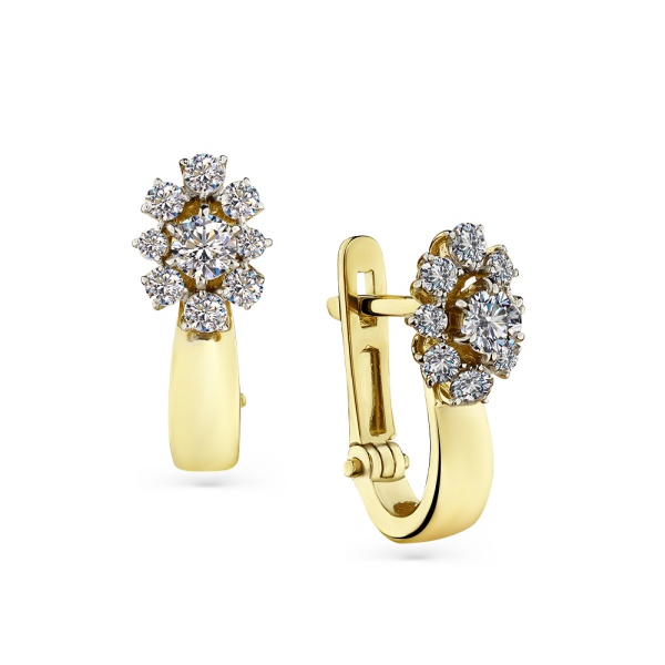 Серьги из желтого золота с фианитами