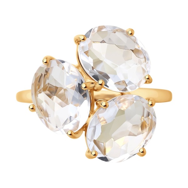 Кольцо из красного золота с горным хрусталём