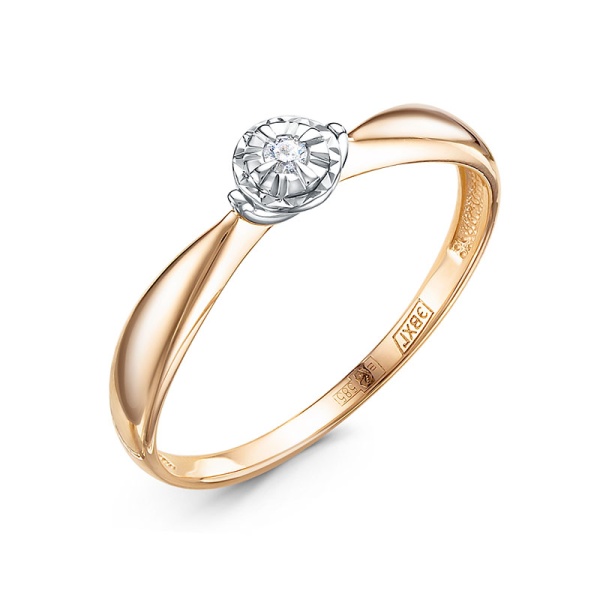 Кольцо из красного золота с бриллиантом