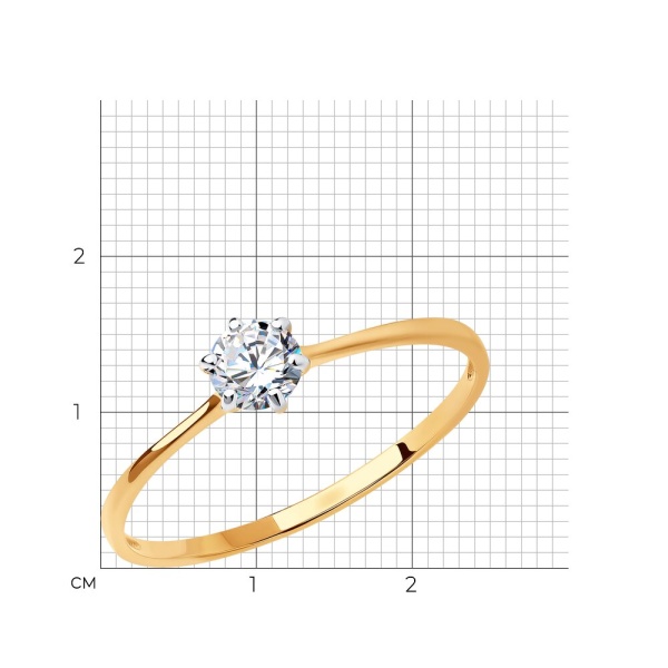 Кольцо из красного золота с фианитом