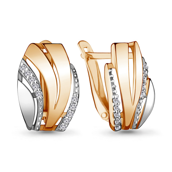 Серьги из красного золота с фианитами