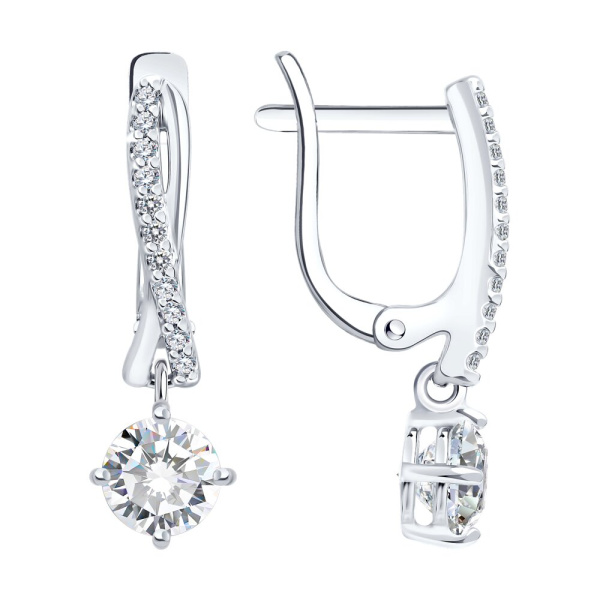 Серьги из серебра с фианитами
