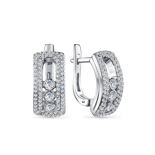 Серьги из белого золота с танцующими бриллиантами