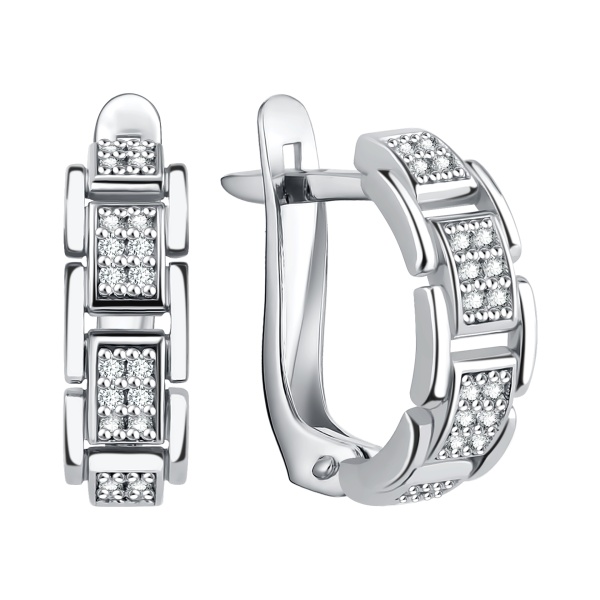 Серьги из серебра с фианитами