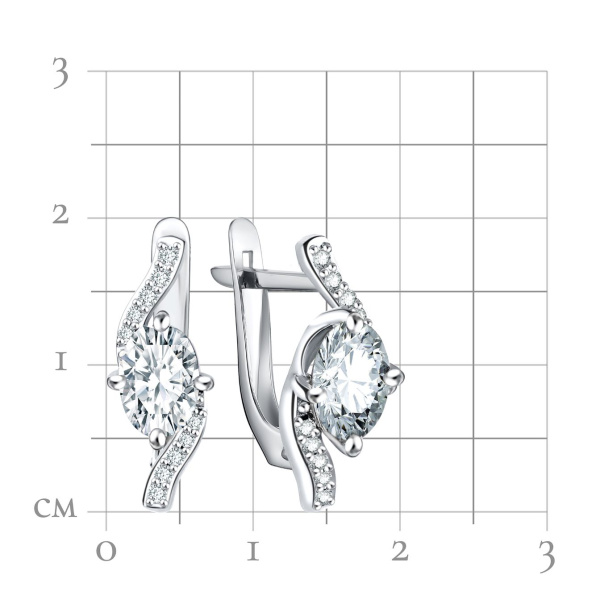 Серьги из серебра с фианитами