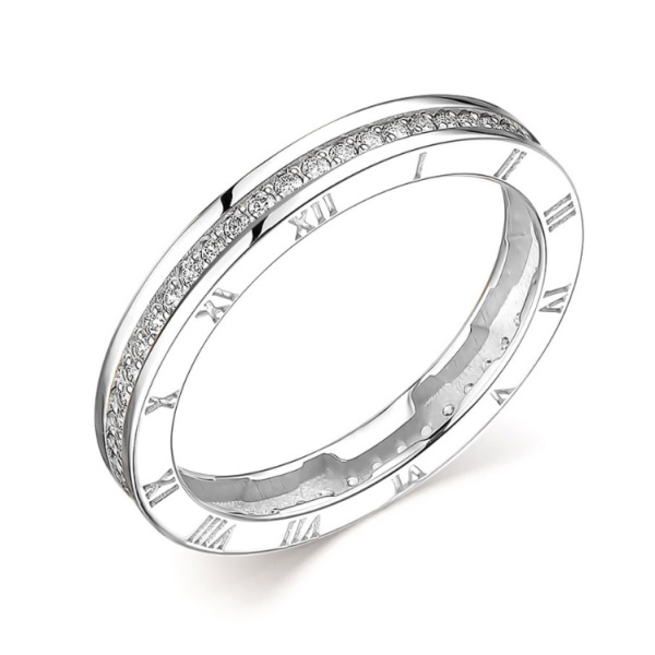 Кольцо из белого золота с фианитами