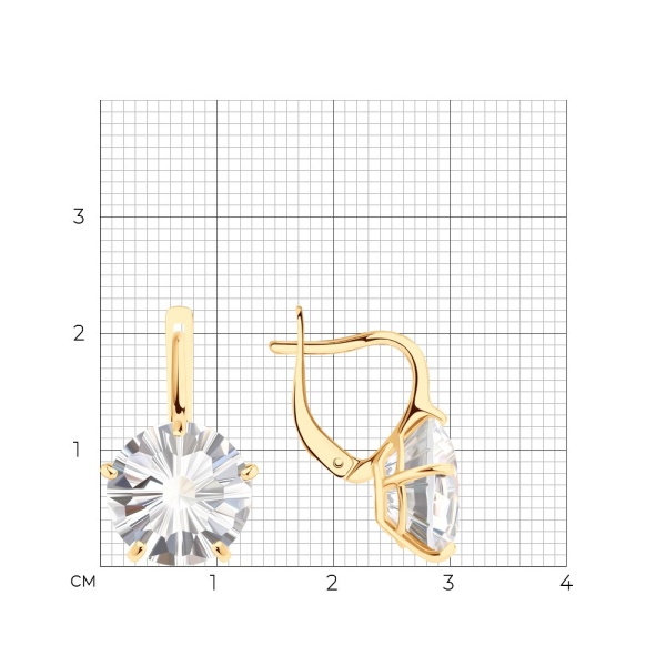 Серьги из красного золота с горным хрусталём