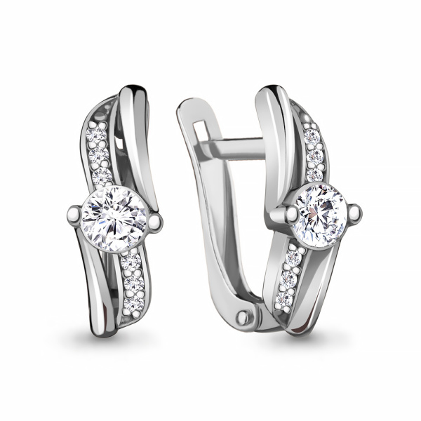 Серьги из серебра с фианитами