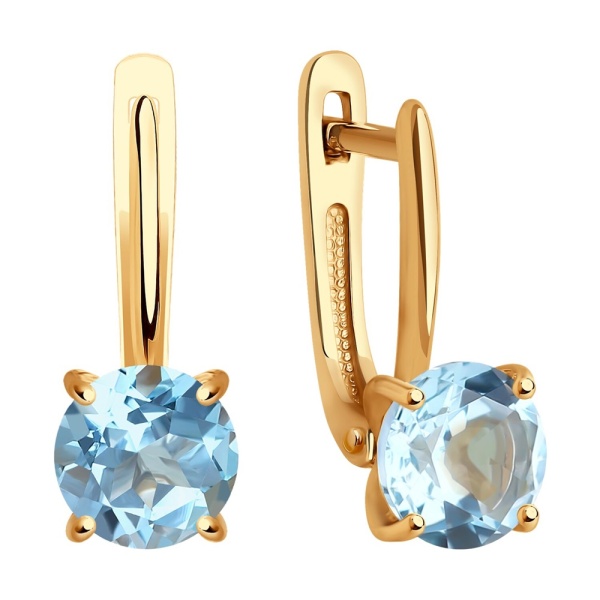 Серьги из красного золота с топазами