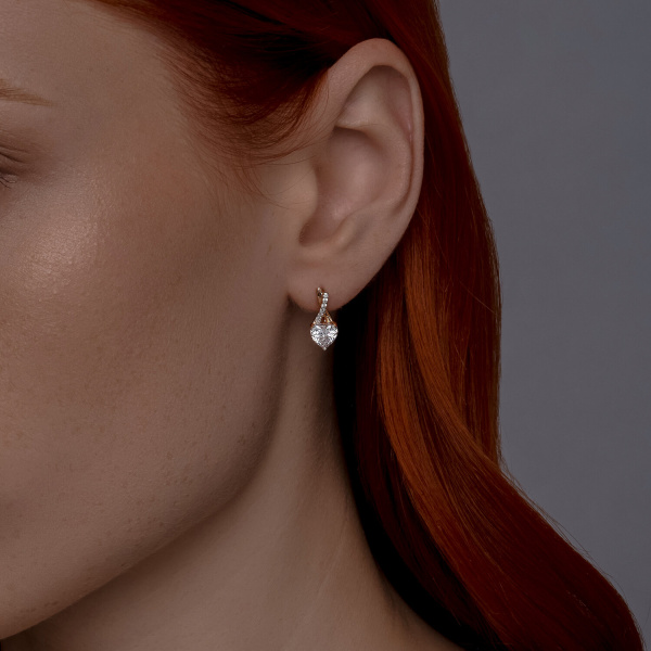 Серьги из красного золота с фианитами