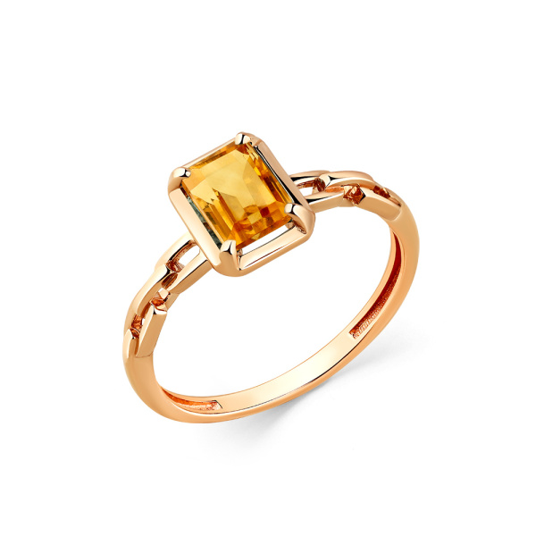 Кольцо из красного золота с цитрином