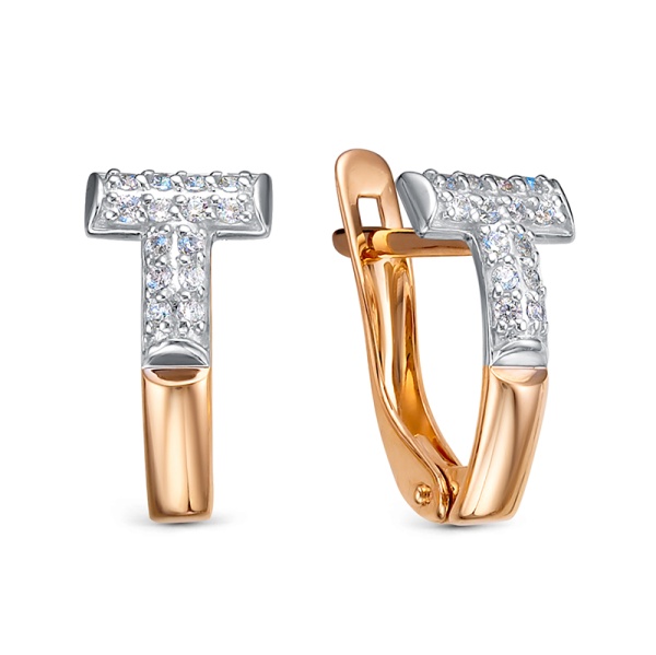 Серьги из красного золота с фианитами