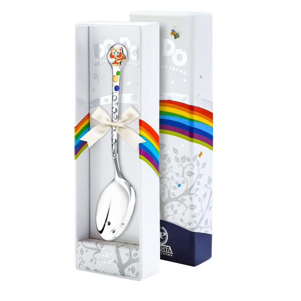 Ложка детская из серебра с эмалью «Котенок»