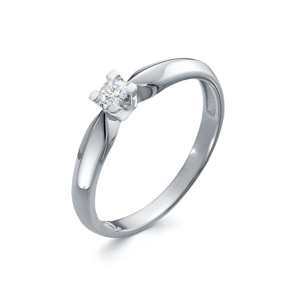 Кольцо из белого золота с бриллиантом