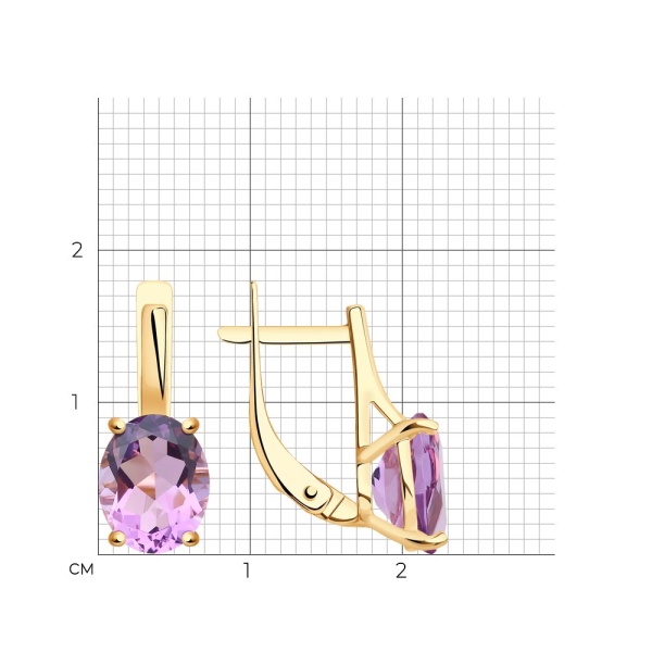 Серьги из красного золота с аметистами