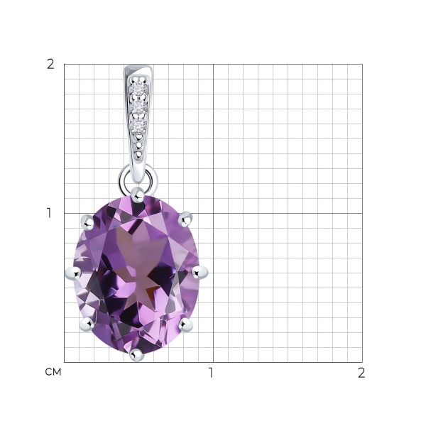 Подвеска из серебра с аметистом и фианитами