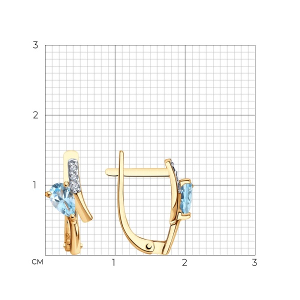 Серьги из красного золота с топазами и фианитами