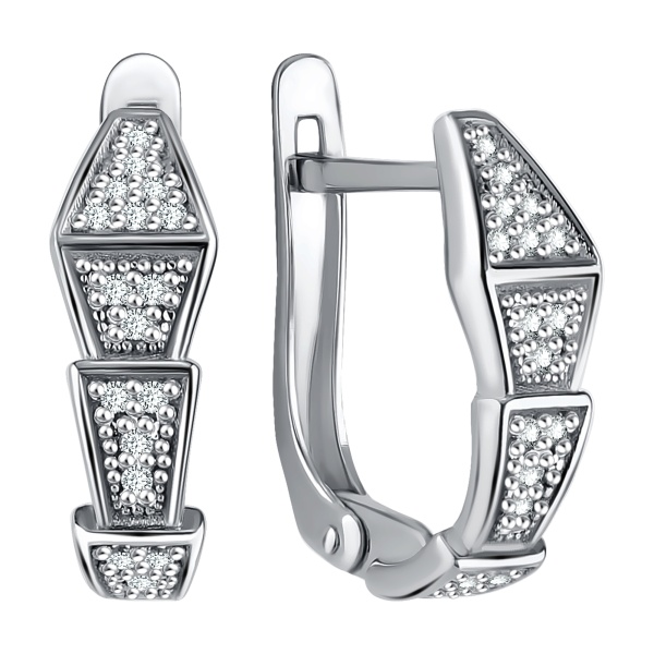Серьги из серебра с фианитами