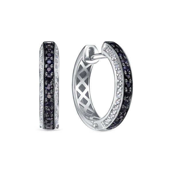 Серьги-конго из белого золота с сапфирами и бриллиантами