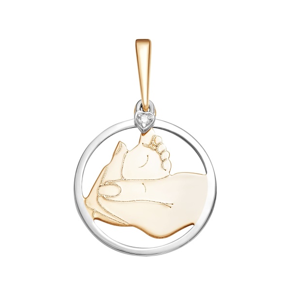 Подвеска из красного золота 585 пробы с фианитом