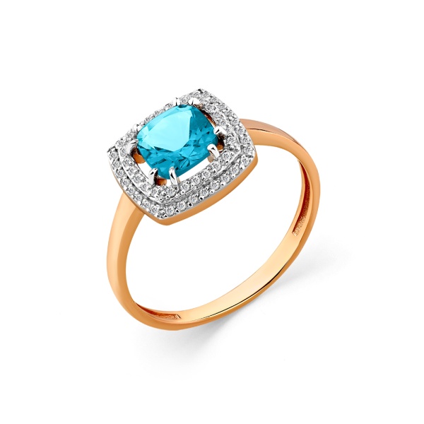 Кольцо из красного золота с топазом и фианитами