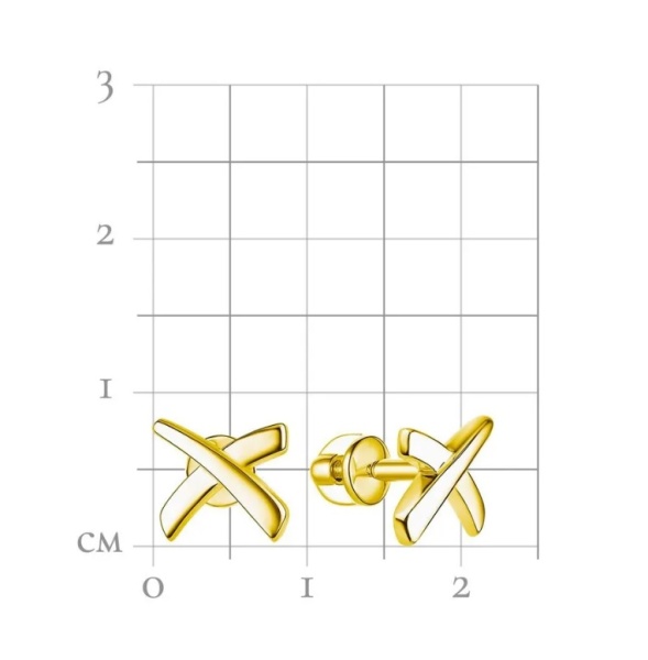 Серьги пусеты из желтого золота