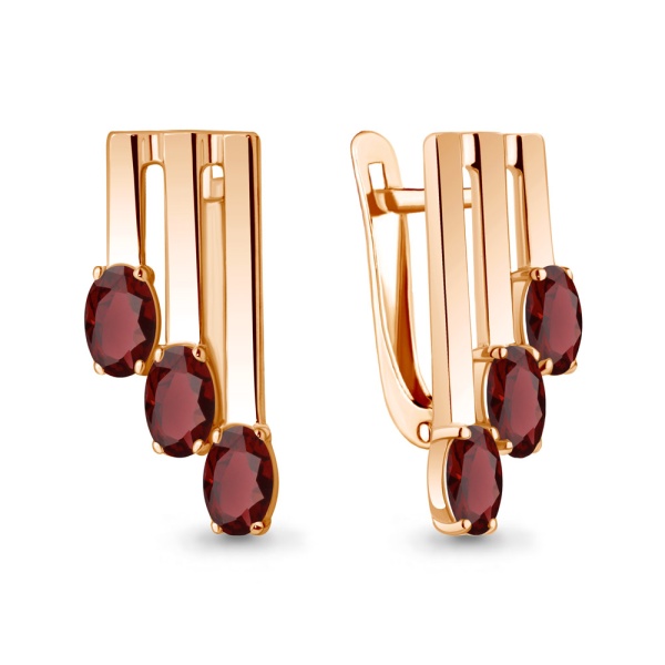 Серьги из красного золота с гранатами