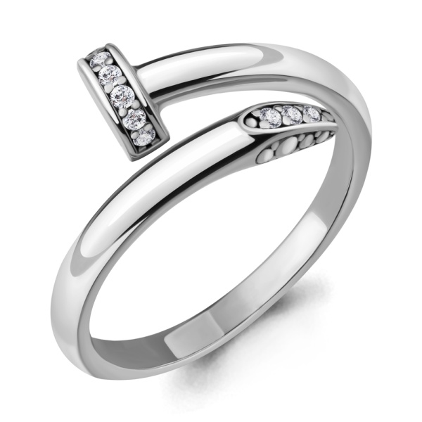 Кольцо из белого золота с фианитами