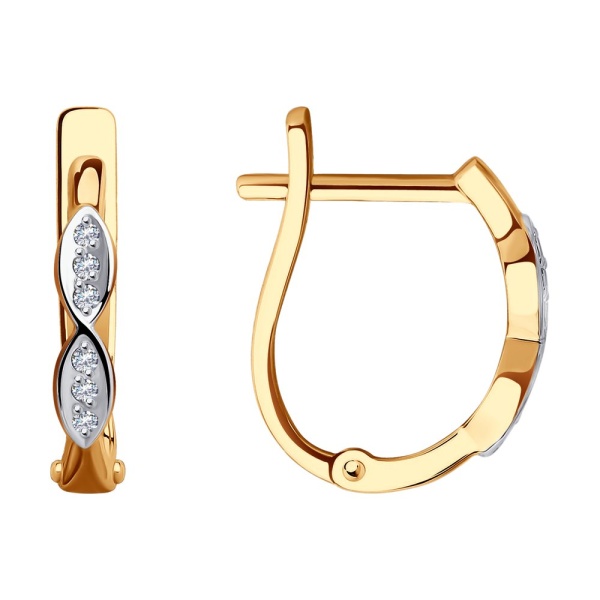 Серьги из красного золота с фианитами