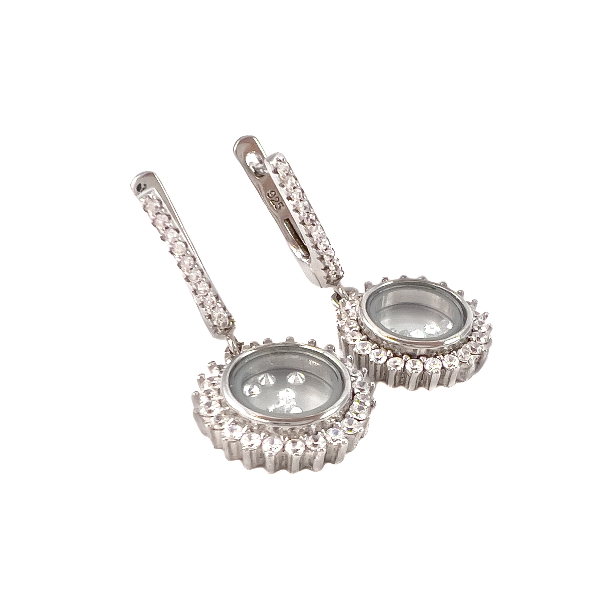 Серьги из серебра с цирконом и стеклом